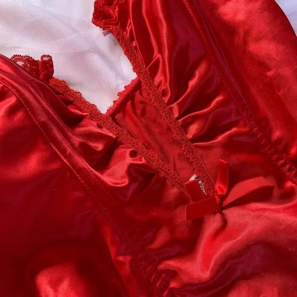 Vintage 1980s Red Teddy Bodysuit by Emil Bole